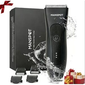 MANSPOT Groin Hair Trimmer Men Electric Body Shaver Waterproof Cordless Black